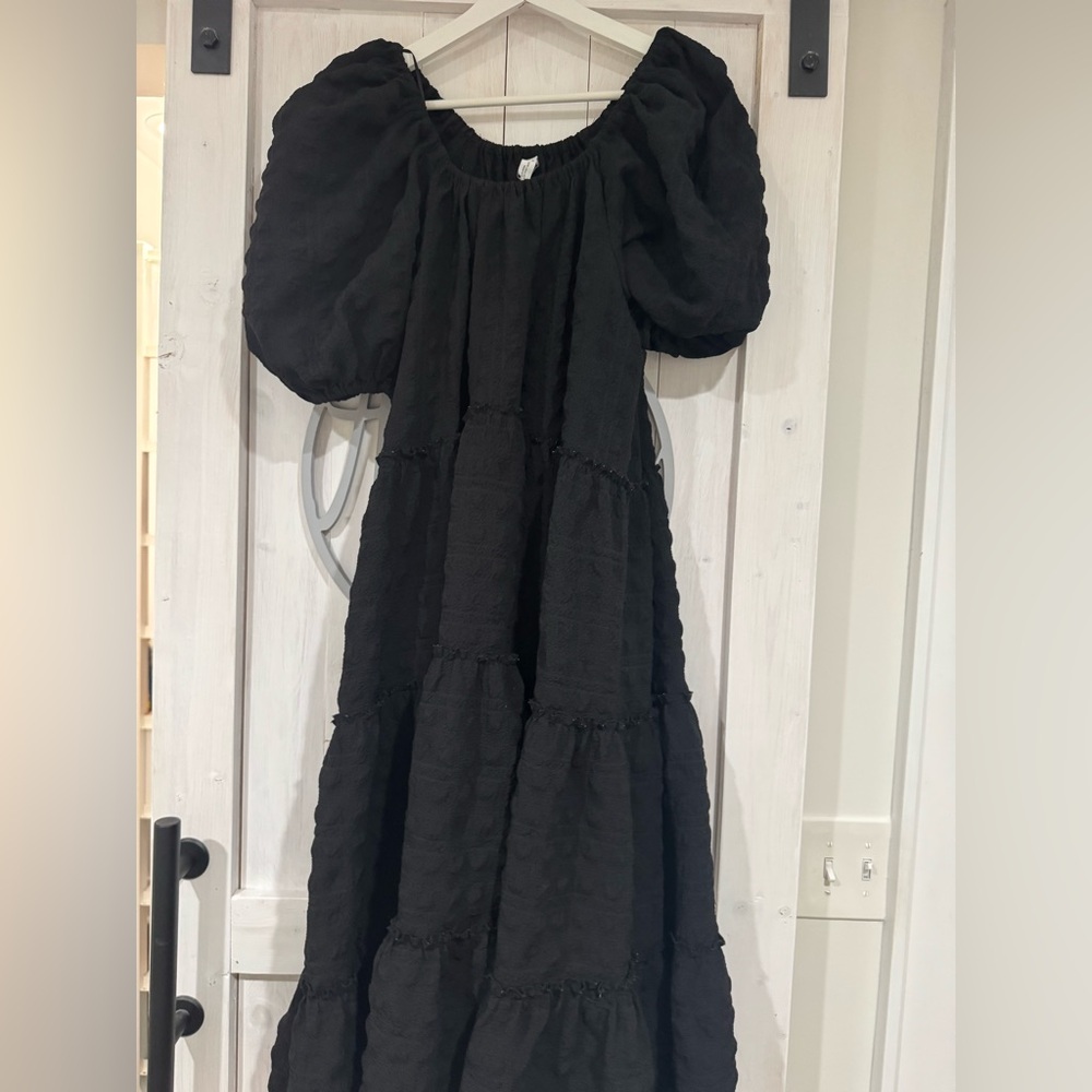 Zara Black Puff Sleeve Casual Dress